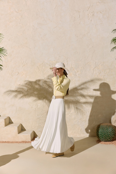 Aker Ecru Pleated Skirt