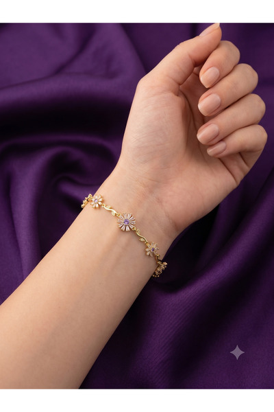 BİJU YILMAZ Light Sun Steel Bracelet Gold Purple