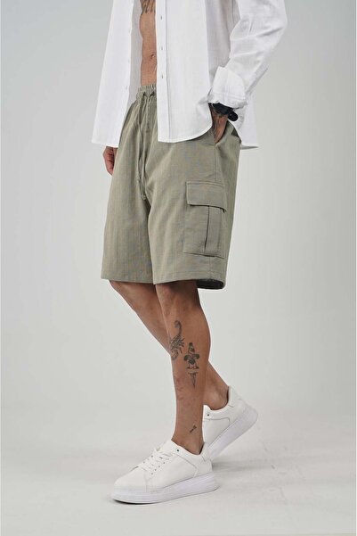 king brich Cotton Linen Men's Shorts with Cargo Pockets