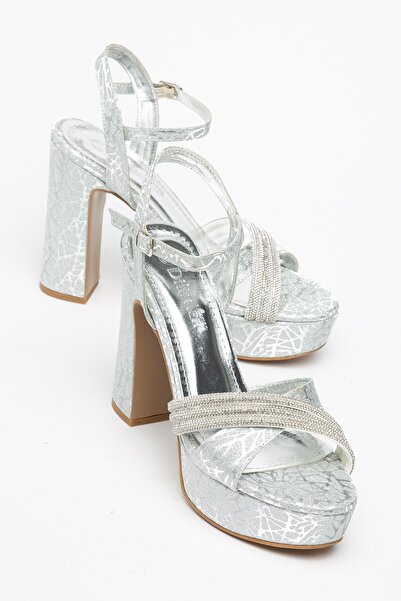Dilimler Ayakkabı Women's Platform Heeled Evening Dress Shoes with Silver Age...