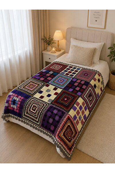 Espay CONCEPT El Örgüsü Patchwork Battaniye – 160x220 cm – Tek Kişilik