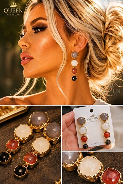 QUEEN AKSESUAR Luxury Natural Stones Botswana Agate Moonstone Carnelian Onyx ...