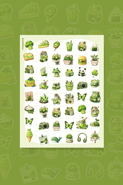 To Design Lab Yeşil Temalı 1 Sayfa Minik Sticker Seti