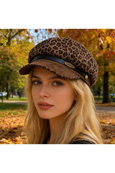 valkyrie Women Leopard Pattern Sailor Hat Newsboy Cap Baker Boy Hat Vintage R...