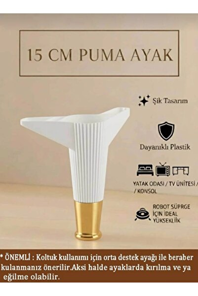 Genel Markalar İMT AKSESUAR PUMA 15 cm Beyaz - Altın Tipa Robot Süpürge Uyuml...