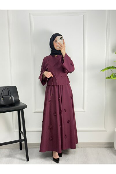 Sovel 8023 Floral Appliqué Waist-Tie Skirt Set