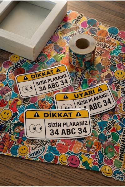 netİz Plakaya Özel Kişiselleştirilebilir 3 Adet UV Baskı Suya Dayanıklı Dikka...
