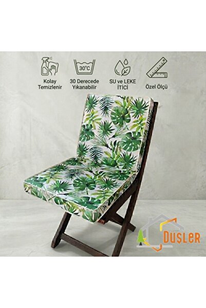 DÜŞLER EV TEKSTİLİ 40x80 Τροπικό πράσινο φύλλο φοίνικα μοντέστρα με σχέδιο, α...