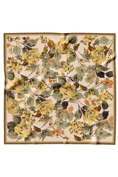 Lesscarves Eșarfă din bumbac și mătase cu model floral LS2206