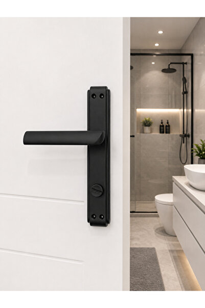 Sofuoğlu Nil Aynalı Banyo WC Kapı Kolu Mat Siyah
