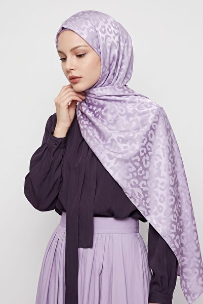 InStyle Leopar Desen Lila Jakarlı Pamuk Şal