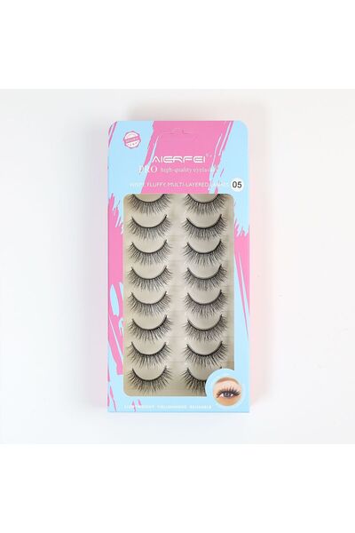aierfei False Eyelashes, 8 Pairs Wispy Fluffy Multi-Layered Reusable Fake Eye...