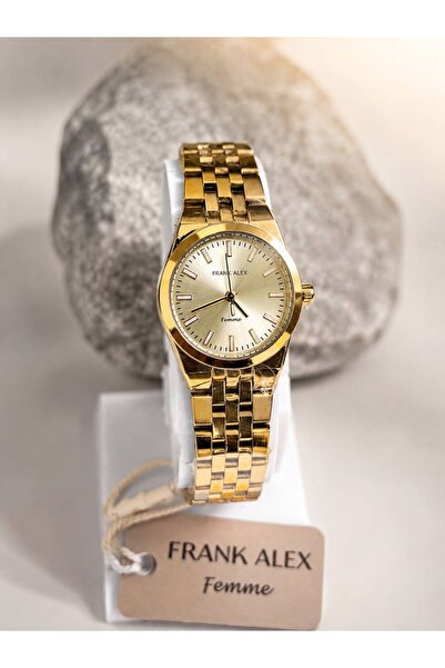 Frank Alex ساعة يد ذهبية بقرص ذهبي
