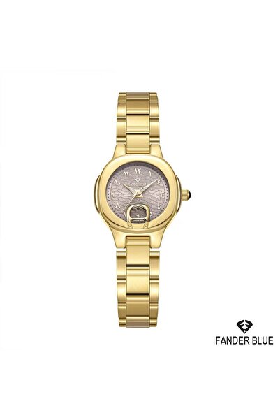 FANDER BLUE ساعة فندر بلو نسائية أنيقة – ذهبية بميناء رمادي دائري