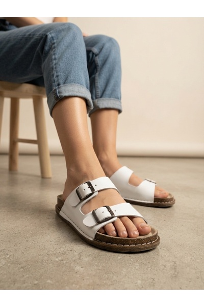 Rüya Shoes Daily Buckle Genuine Leather Women's Slippers