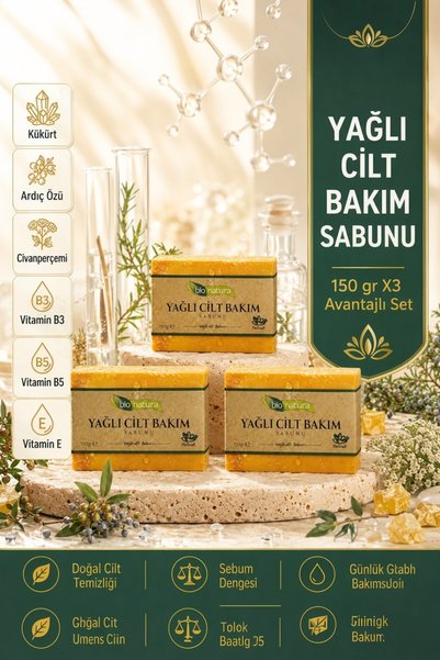 Bionatura Bio Natura Oily Skin Care Soap 150 Gr X3 Advantageous Set – Natural...