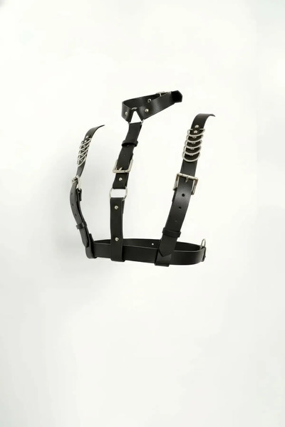 Angels Passion Black Chain Detailed Leather Body Accessory