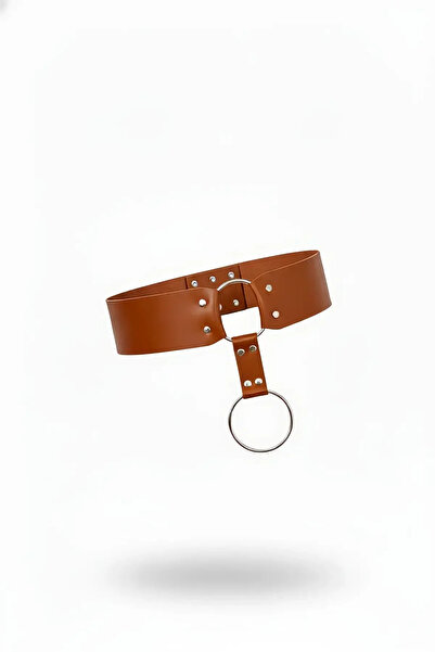 Angels Passion Tan Women's Belt Thick Wide Ring Detailed Waist Accessory