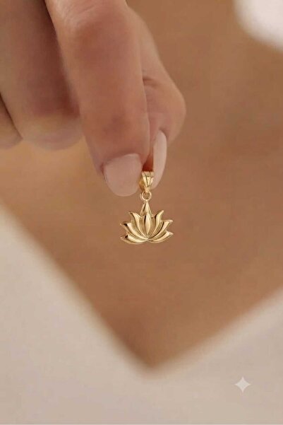 Papatya Silver Orjinal 14 Ayar Sertifikalı Altın Minimalist Lotus Altın Kolye...