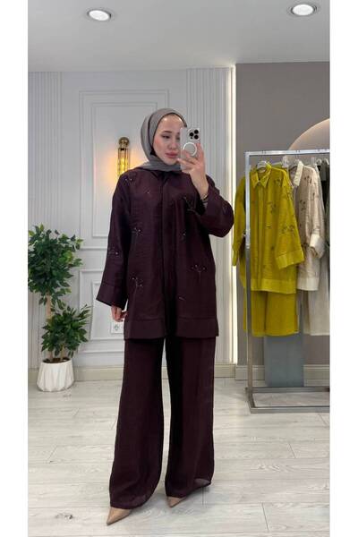 Jupe Kadın Tül Modal Kumaş Taş Nakış Detaylı İkili Takım 8640