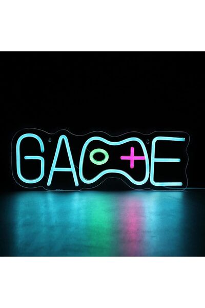 Slasa Gaming Room Neon Sign with 6mm Acrylic Base, Gamepad LED Wall Light 40x...