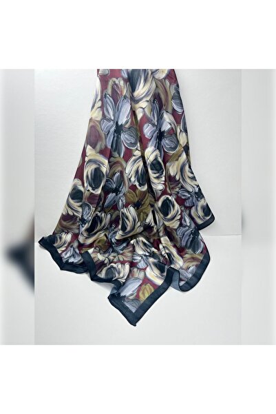 NurScarfs Soft Eşarp Büyük Çiçek Desen Siyah