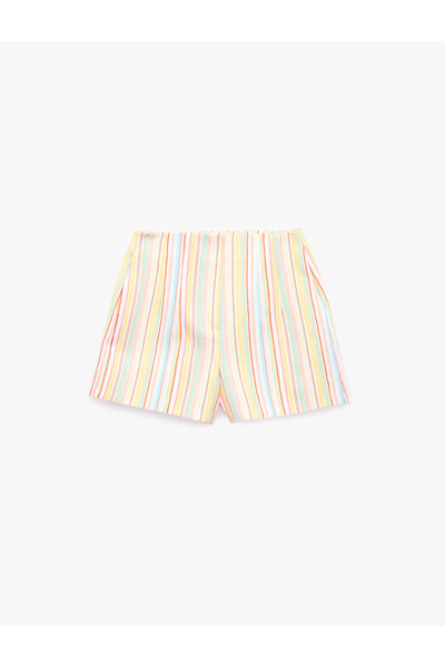 Koton Pamuklu Slim Fit Çizgili Mikro Şort