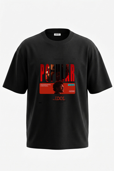 Anetos The Idol The Weeknd Σχεδιασμός με στάμπα, μαύρο μπλουζάκι oversized