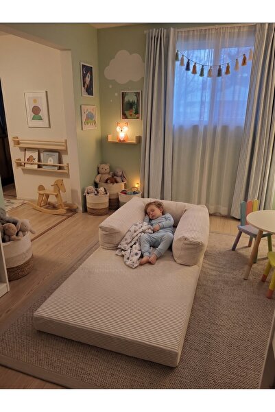 MeltemKids Katlanır Çocuk Koltuğu Açılır Çocuk Yatağı 100x200 cm Montessori Oyun Kanepesi Roll Pack