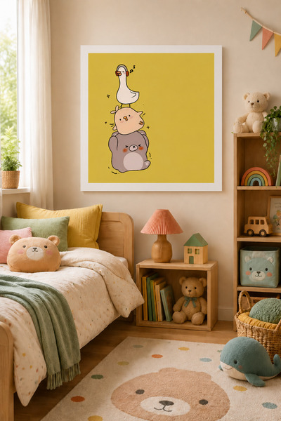 JHAAR Animale drăguțe, design modern, tablou din MDF cu aspect de cadru pentr...