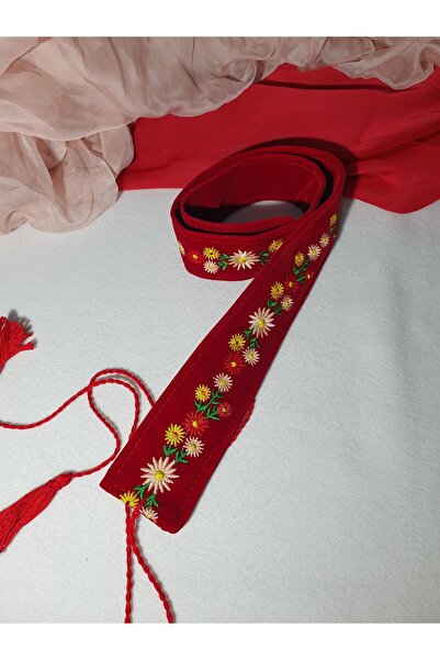 Ii Breaza de Anda Manescu Brâu brodat cu simboluri florale, pe material catif...
