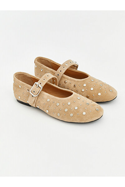 LC Waikiki Nevavm Suede Women's Ballerinas with a Difference