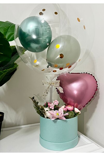 Alfina Balonlu Çiçekli Hediye Kutusu | Doğum Günü Sevgiliye Özel Hediye | Dek...