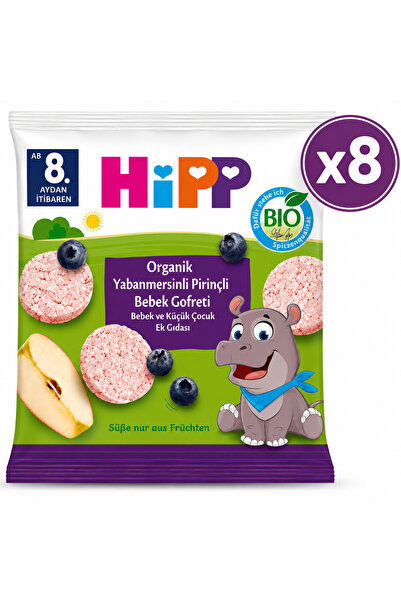 Hipp Organik Yabanmersinli Pirinçli Bebek Gofreti 30 G 8'li Paket