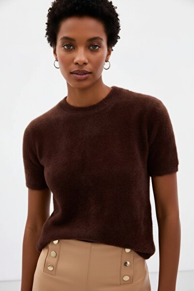 Nostos Algos Brown Short Sleeve Beard Rope Knitwear Sweater