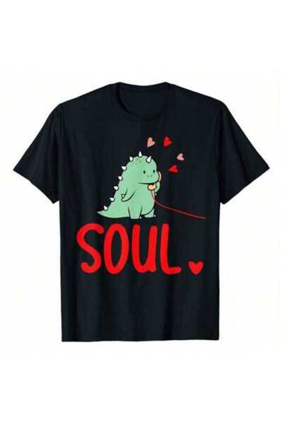NOURAM تي شيرت متطابق للأزواج من Soul Mates Cute Dinosaur لعيد الحب، مثالي لل...