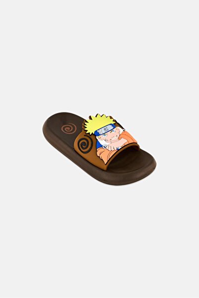 NARUTO Toddlers Boy Graphic Print Slip On Slides, Brown