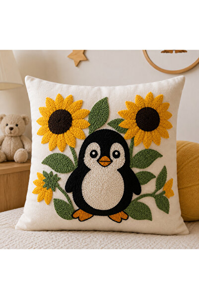 Generic Brand Handmade Punch Embroidered Penguin Cushion Cover 43×43