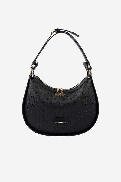Silver Polo Black - Women's Shoulder Bag with Black Logo Sp1263