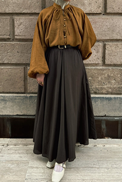 Faya Boutique تنورة من الكتان بحزام من Faya Girls x Acı Kahve Ceinture