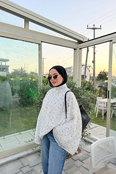 Faya Boutique Faya Girls x Puantiyeli Beyaz Şifon Velissa Bluz