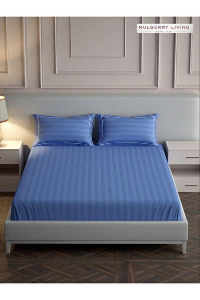 Mulberry Living By Styli ملاءة سرير كينج مسطحة من القطن 100% مع غطاءين للوسائ...