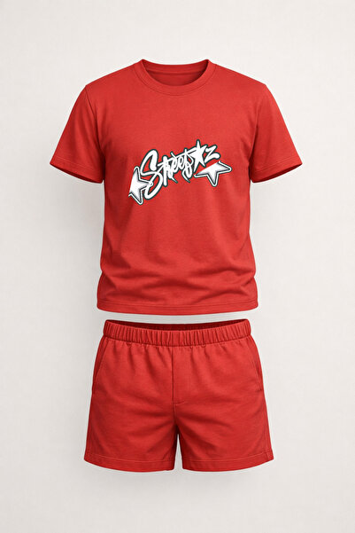ZEMLİYA Unisex red printed t-shirt set