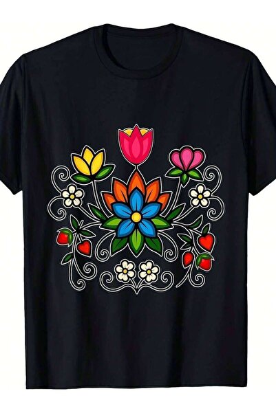 9TAY تي شيرت Ojibwe Floral بتصميم زهور الغابة المحلية، تصميم صيفي 2025 للجنسي...