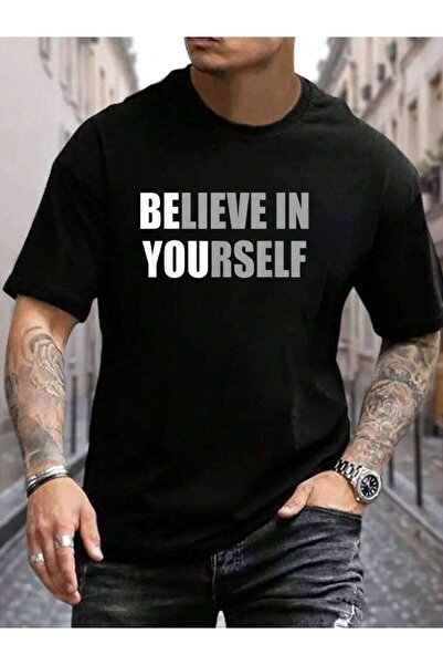 45 BPM 100% Cotton Believe In Yourself Be You Motivational Quotes Men's Black...