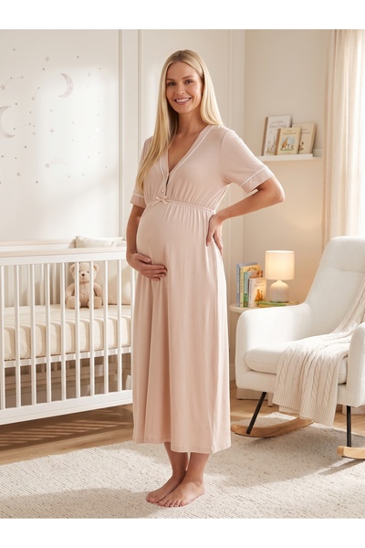Lohusa Homewear قميص نوم للحوامل من القطن بنسبة 100%، تصميم جديد بأكمام قصيرة...