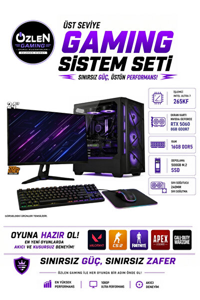 ÖZLEN X21 ULTRA 7 265KF RTX 5060 8GB 16GB DDR5 RAM 500GB M.2 SSD 24'' Full HD...