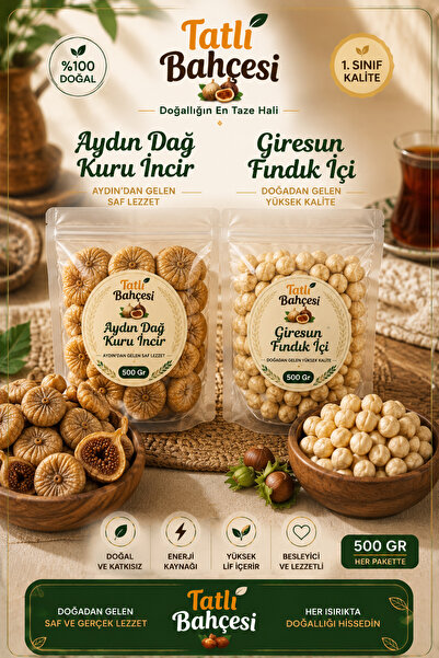 İkili Paket Taze Aydın Dağ Kuru İncir + Giresun Fındık İçi 1kg