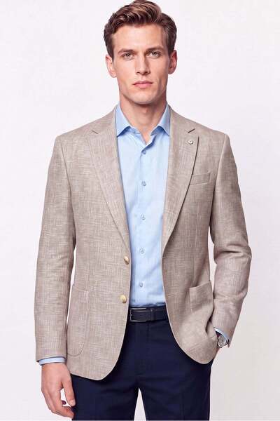 Efor Comfort Fit Pocket Flexible Cotton Camel Blazer Jacket C 740
