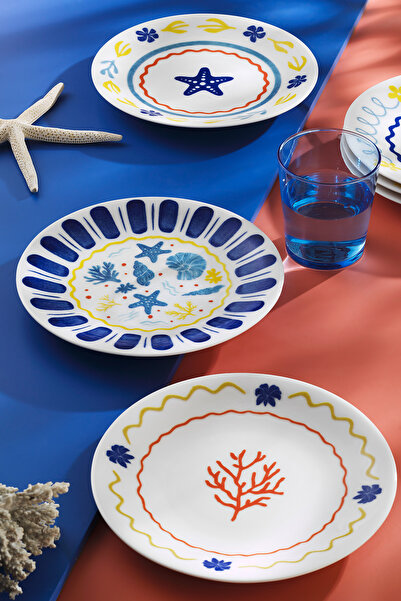 Kütahya Porselen Bone Costa Mare 6 Piece 21 cm Serving Plate